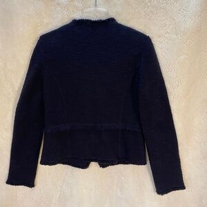White House Black Market Navy Tweed Jacket with diagonal zipper - Size S (NWT)